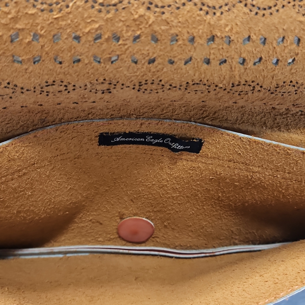 American Eagle Laser Cut Brown Leather Clutch - Picture 4 of 8